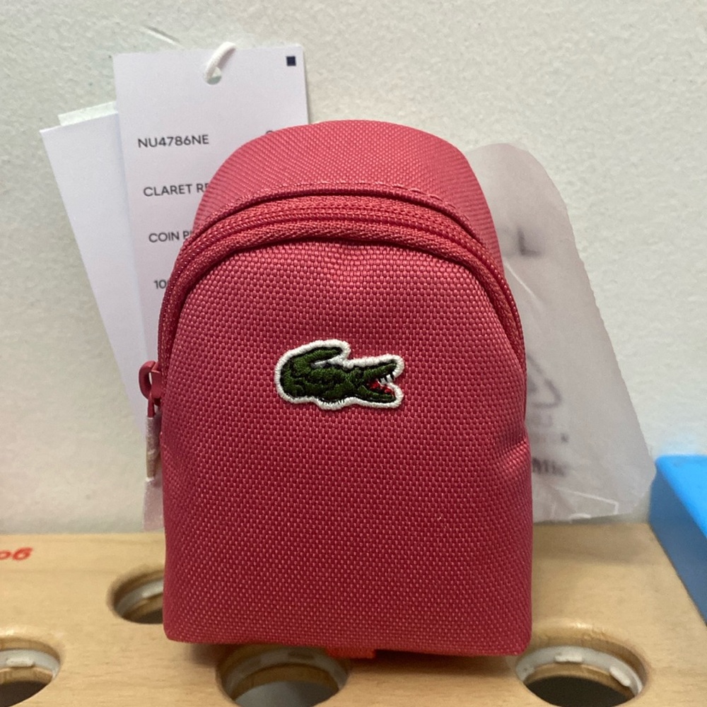 BNWT Lacoste Unisex Neocroc Coin Purse/wallet - Claret Red/Pink
